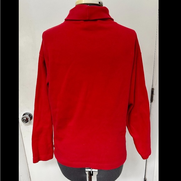 VINTAGE 90s JL PLUM LADIES BRIGHT RED COTTON KNIT SWEATER CLASSIC TURTLENECK L - Picture 4 of 5